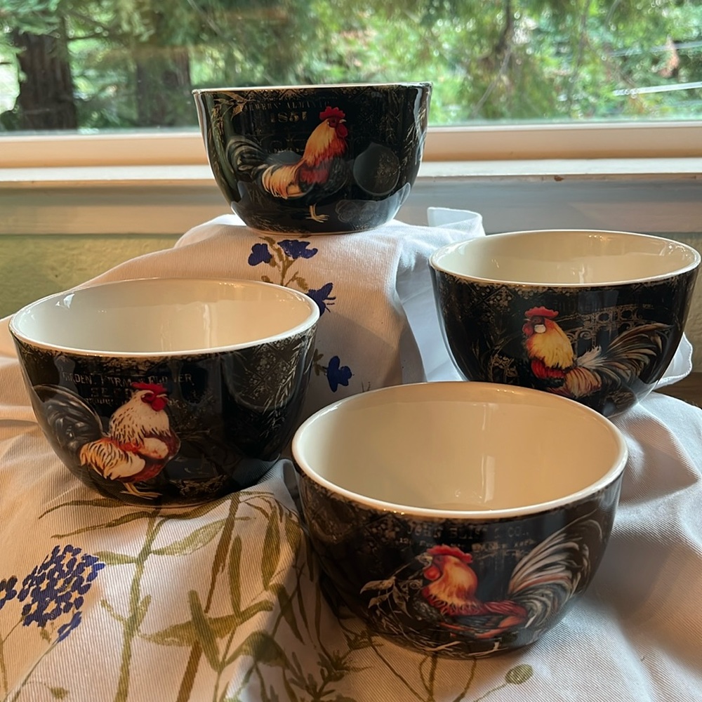 Certified International ceramic bowls with Roosters